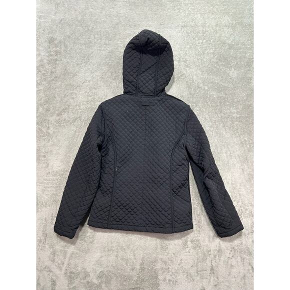 Esprit Jacket Womens Small Black Quilted Hooded Fleece Lined Coat Pockets - Picture 7 of 9